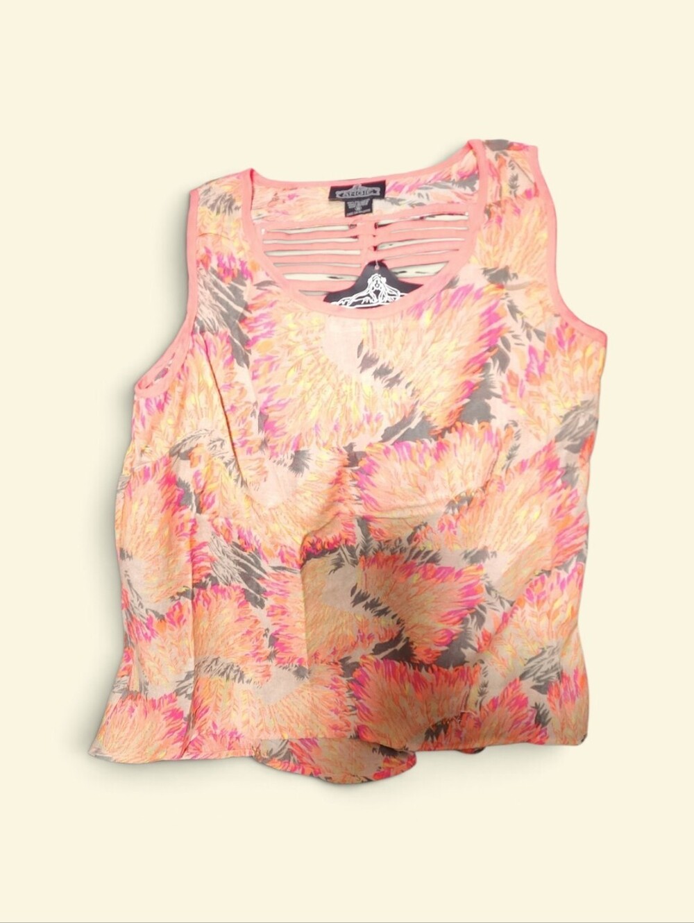 Angie Coral Pink Orange Floral Sleeveless Camisole